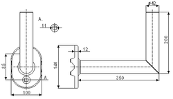 Satellite Dish Mount: BLH-350 (to horiz. balcony rail, galvanized) 