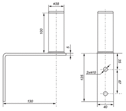 Antenna Wall Mount: UML-38L10Y (galvanized) 